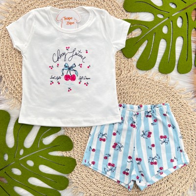 Conj Pijama Cherry Festival Cerejinha Off White